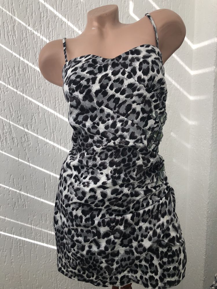 Леопардова міні сукня плаття на бретелях розмір м