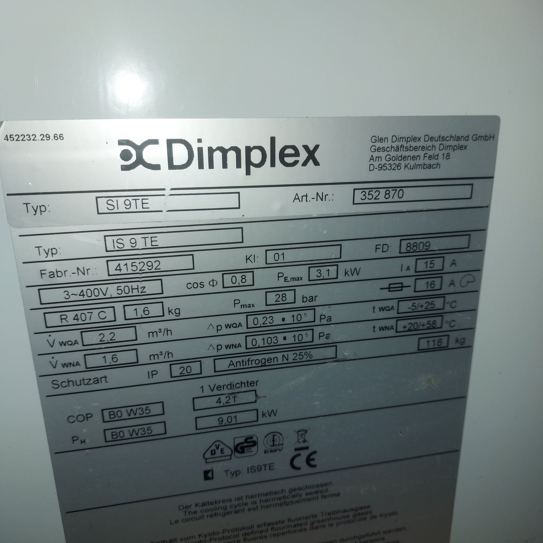 Dimplex 9kW gruntowa