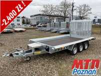Wiola B3540 MAX 400x172x20 cm DMC 3500 kg PRZYCZEPA DO PRZEWOZU MASZYN BUDOWLANYCH I KOPAREK 3 OSIOWA TRAP NAJAZDOWY NAJWYŻSZA JAKOŚĆ | RATY | LEASING |  Przyczepa do przewozu maszyn budowlanych 400x172x20cm DMC 3,5t 3 osie