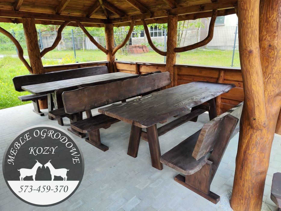 NOWY CENNIK Meble ogrodowe drewniane góralskie. Lite drewno ławka stół