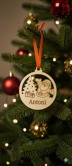 Drewniana bombka świąteczna z imieniem personalizowanym, 5 rodzaji