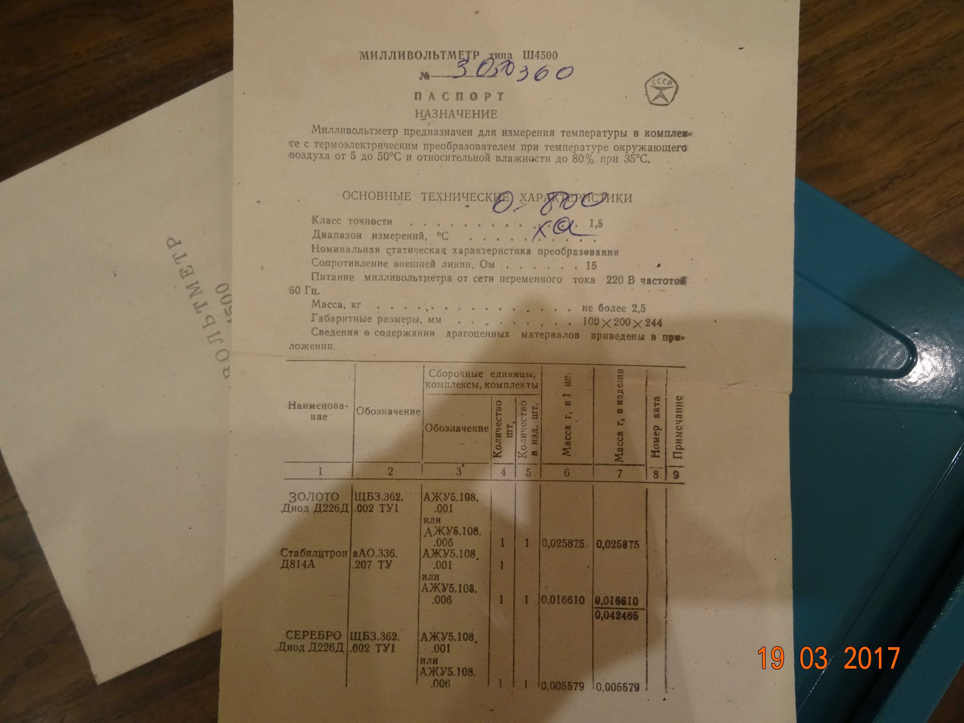 Милливольтметр Ш4500 (0-800 градусов)