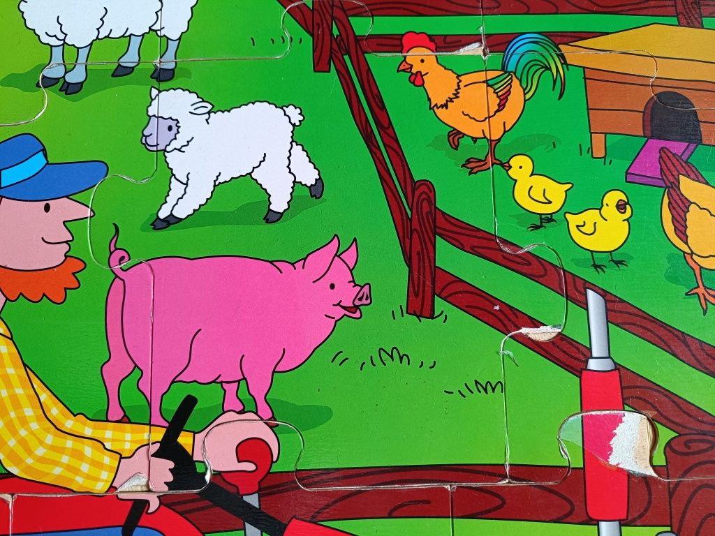 Puzzle drewniane duże 26 elementów