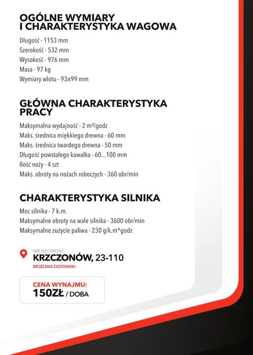 Wynajem *Rębaka spalinowego TANIO