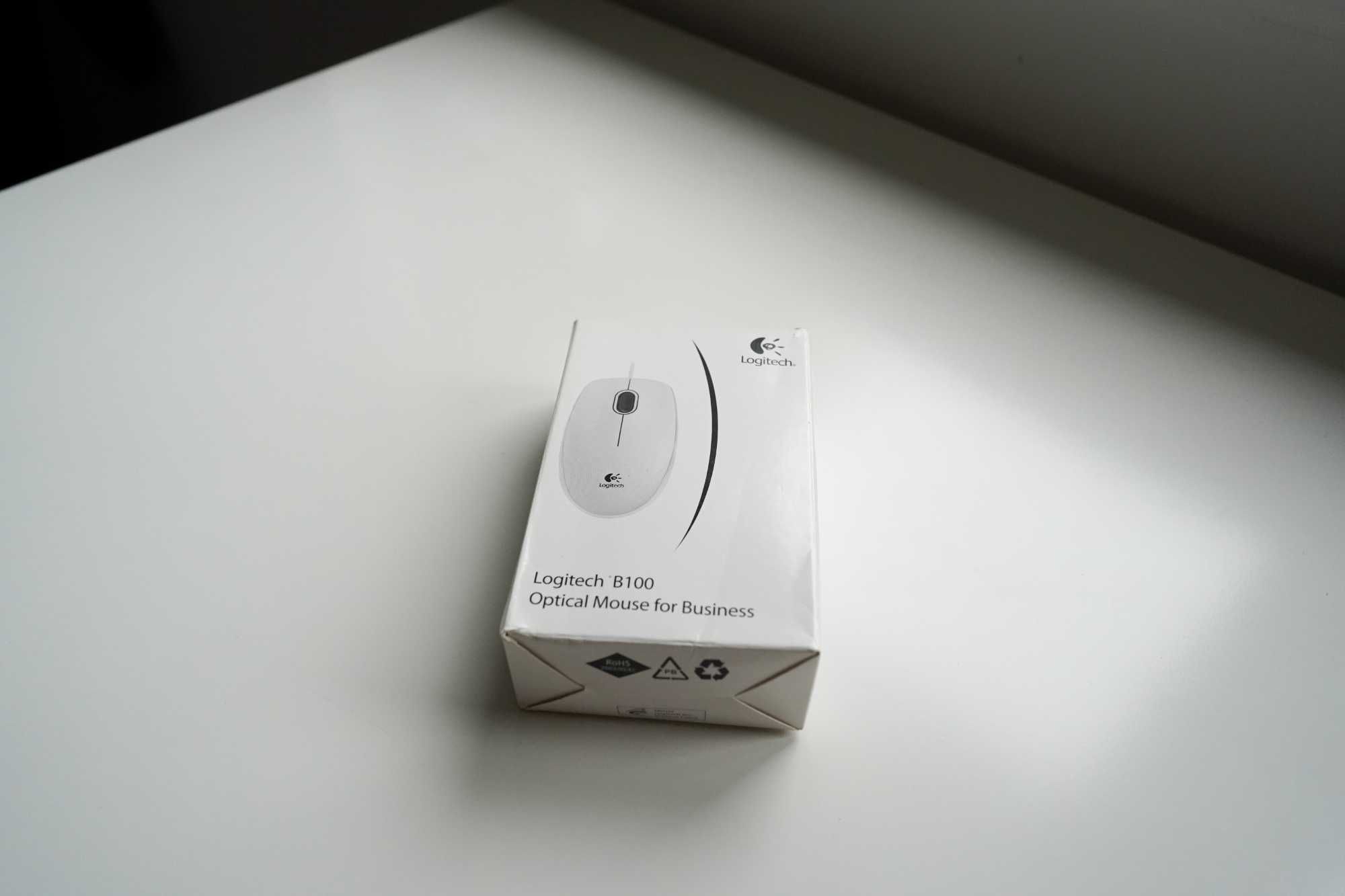 Logitech B100 Optical Mouse USB White New