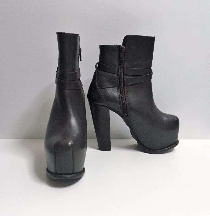 Botas de tacão castanhas de pele genuína In