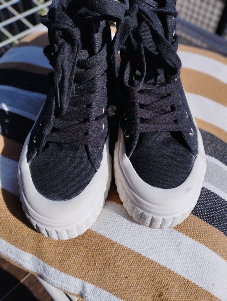 Primark trampki tenisówki buty sportowe sznurówki czarne r.36