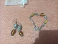 Conjunto de brincos e pulseira