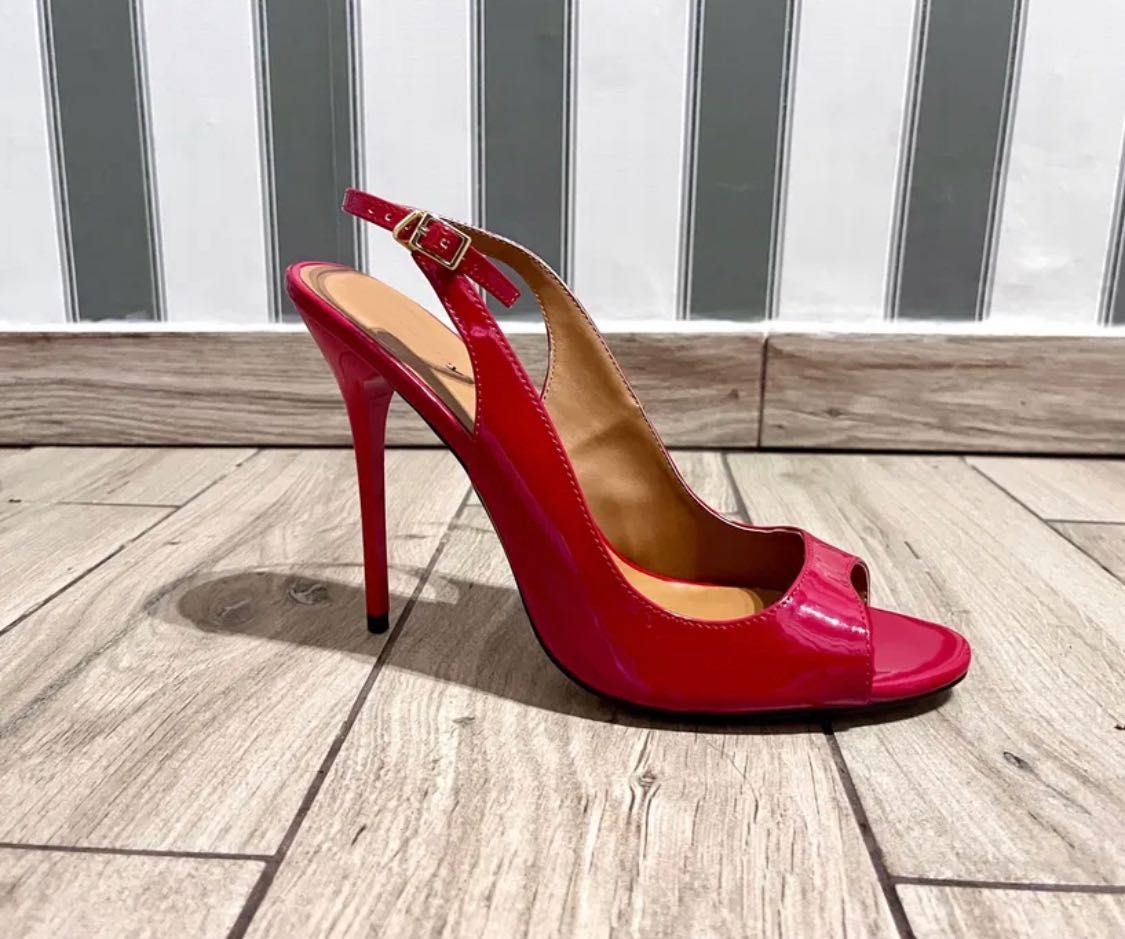 187/ OD RĘKI 46 sexy czerwone męskie sandały szpilki obcasy 13 cm nowe