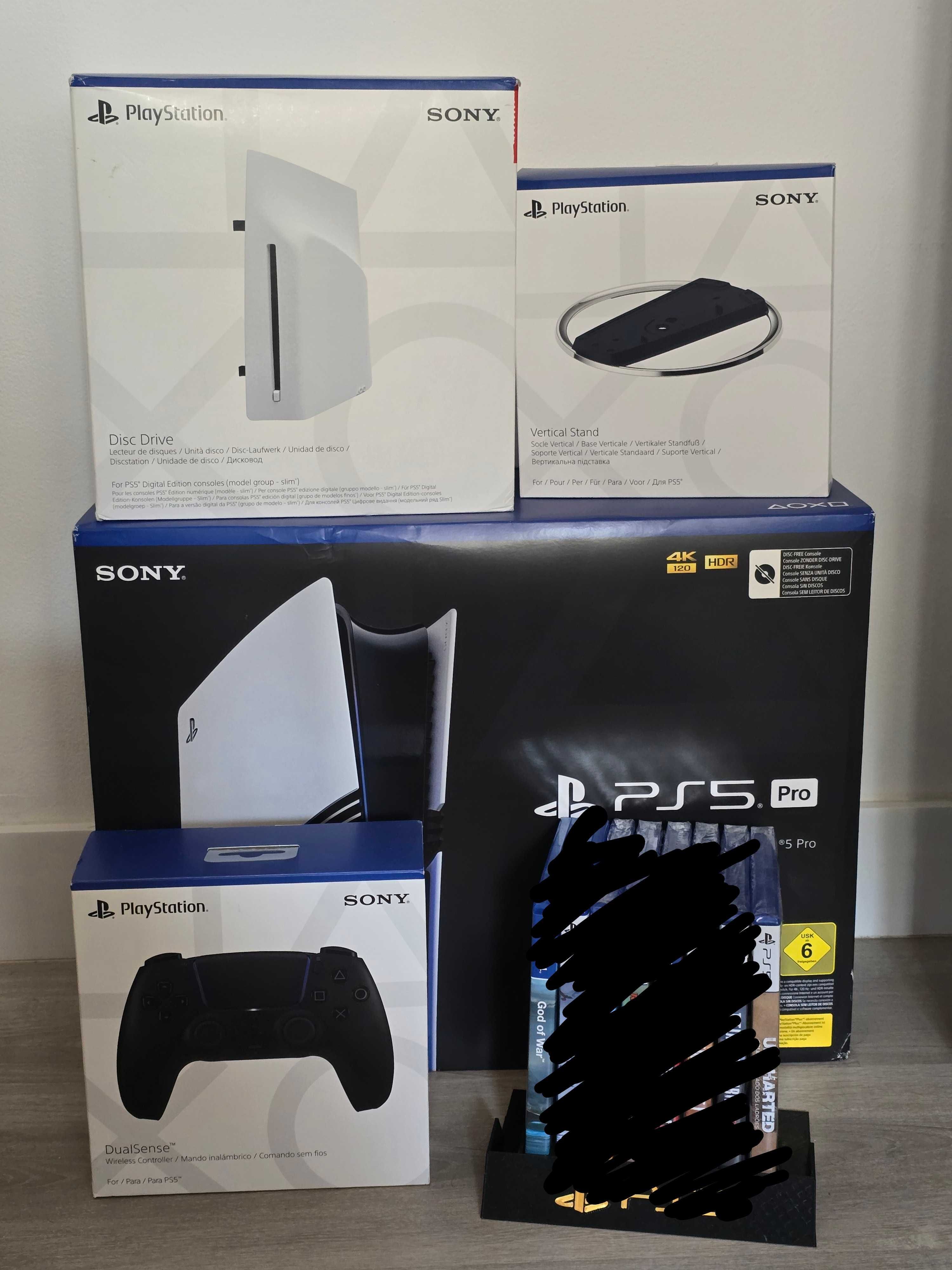 Playstation 5 Pro + Unidade de Disco/2 Comandos/Suporte/Dock Station