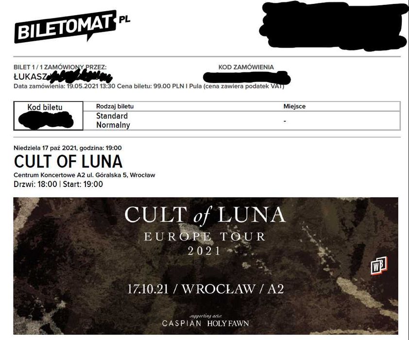 Bilet na koncert Cult of Luna / Caspian - Wrocław 16.10.2022