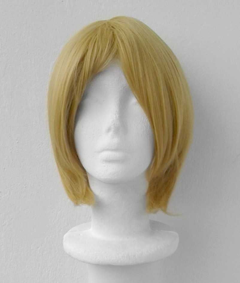 Promocja! Krótka żółta złota blond peruka  z grzywką cosplay wig