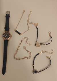 NOWY!!! Damski zegarek klasyczny Quartz + 4 bransoletki