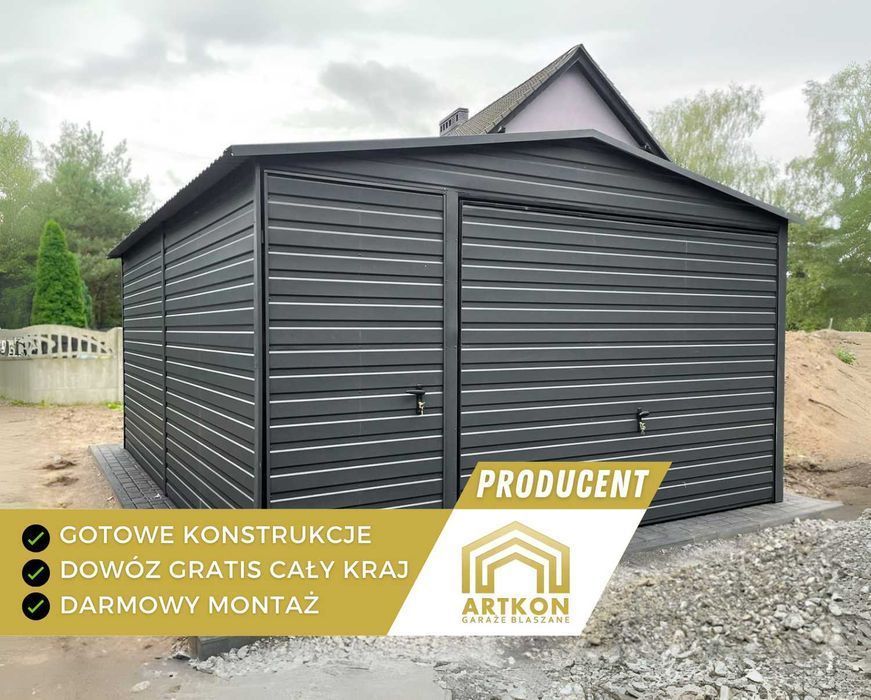 Garaż blaszany Ocynkowany Profil zamknięty Każdy wymiar Dostawa GRATIS