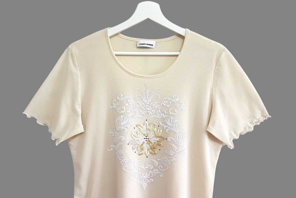 Damska bluzka ecru z krótkim rękawem Gerry Weber 36/38 S/M