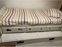 Cama solteiro dupla com 3 gavetas