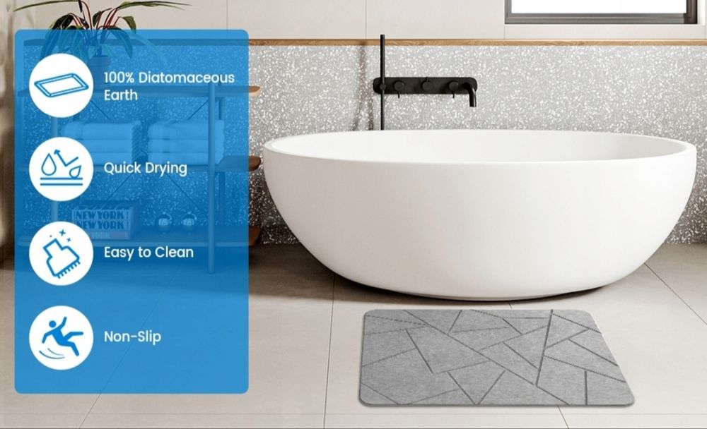 Mata Antypoślizgowa do Łazienki Kamienna Okrzemkowa Szybkoschnąca