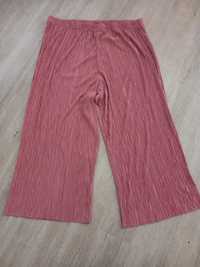 Szerokie spodnie spodnio-spódnica pudrowy róż w prążki  48