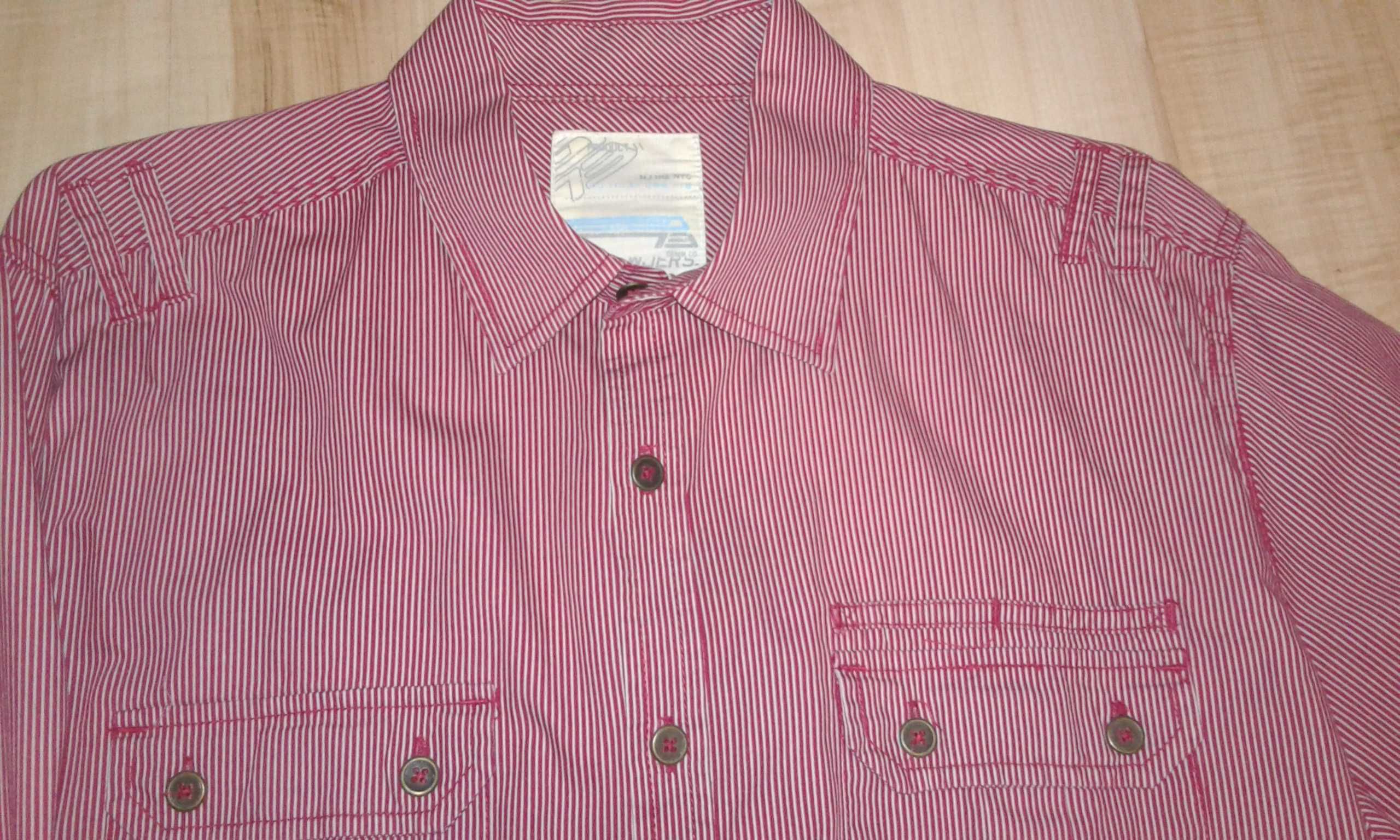 casualowa bawełniana koszula męska DENIM 73 rozmiar L prążek