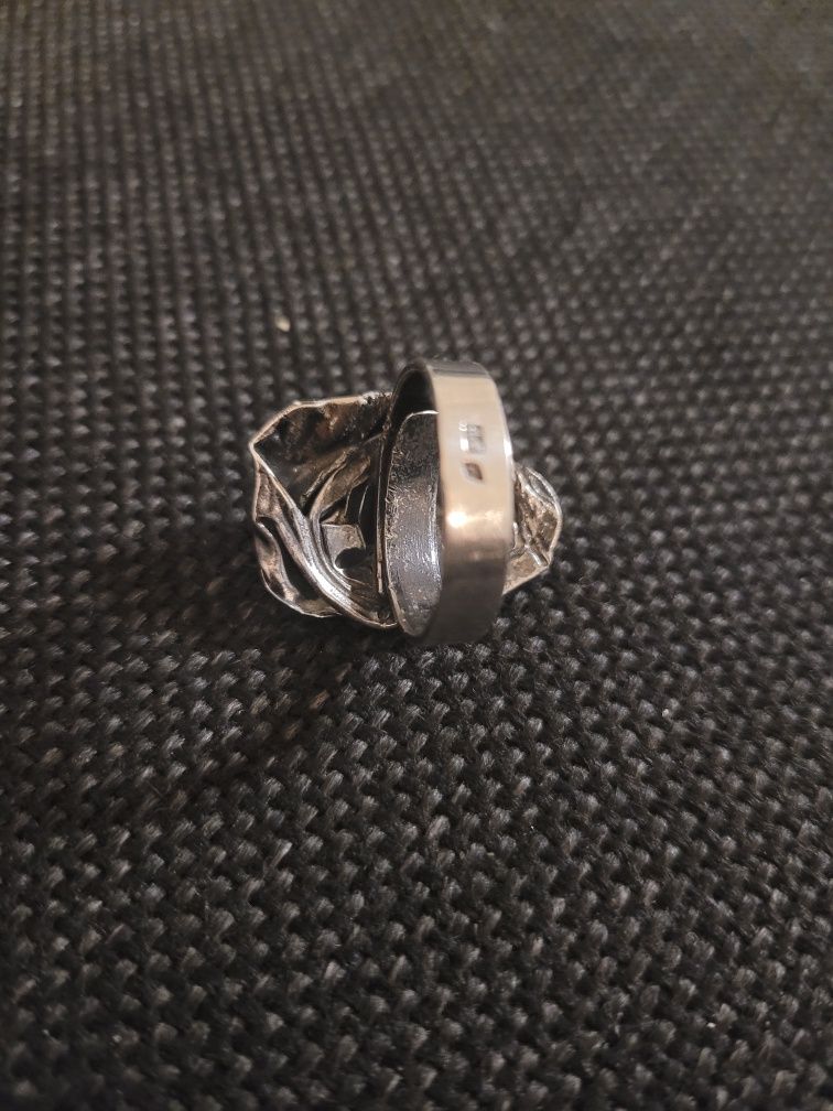 Srebrny duży regulowany pierścionek