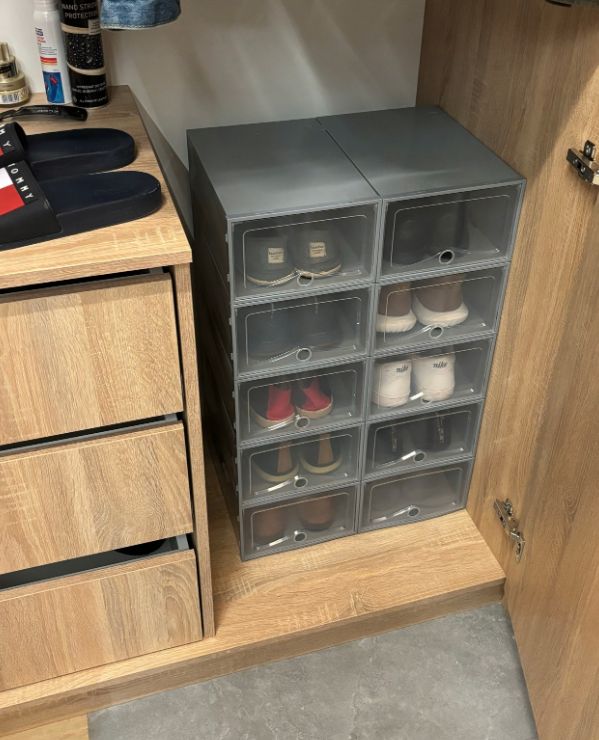 Organizer na buty x10 Szare pudełka na buty 10 sztuk SOLIDNE
