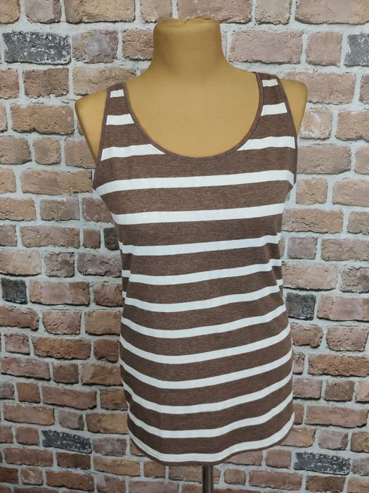 Janina basic brązowa bluzka top w paski rozm 40