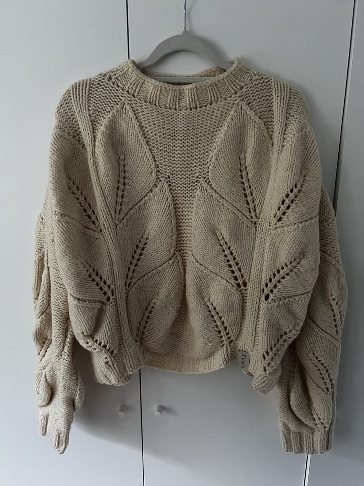 Recznie robiony sweter leaf Finke 100% wełna owcza