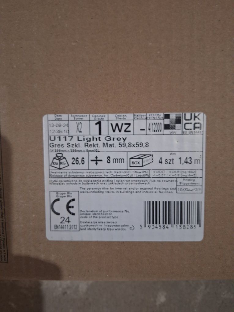 Paradyż U117 Light Grey Gres 60x60