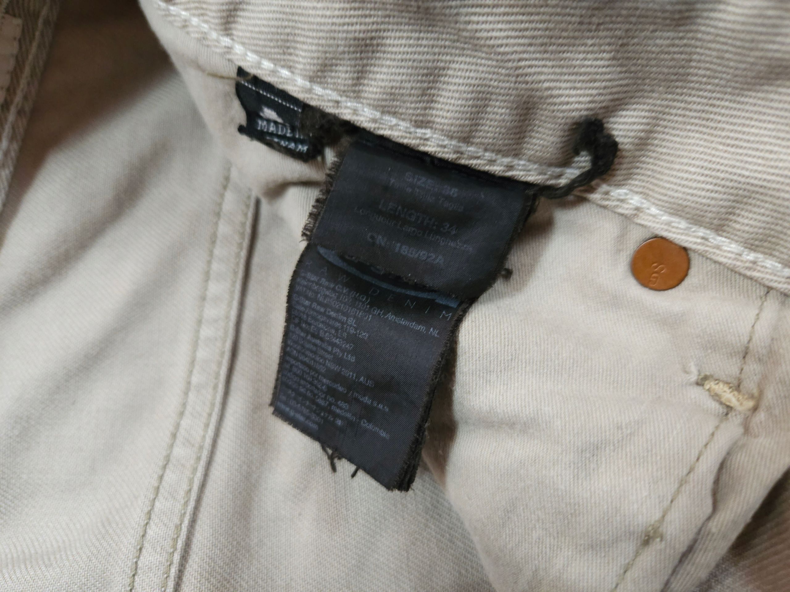 G-STAR Raw Spodnie Jeans Beżowe Męskie r. 36/34