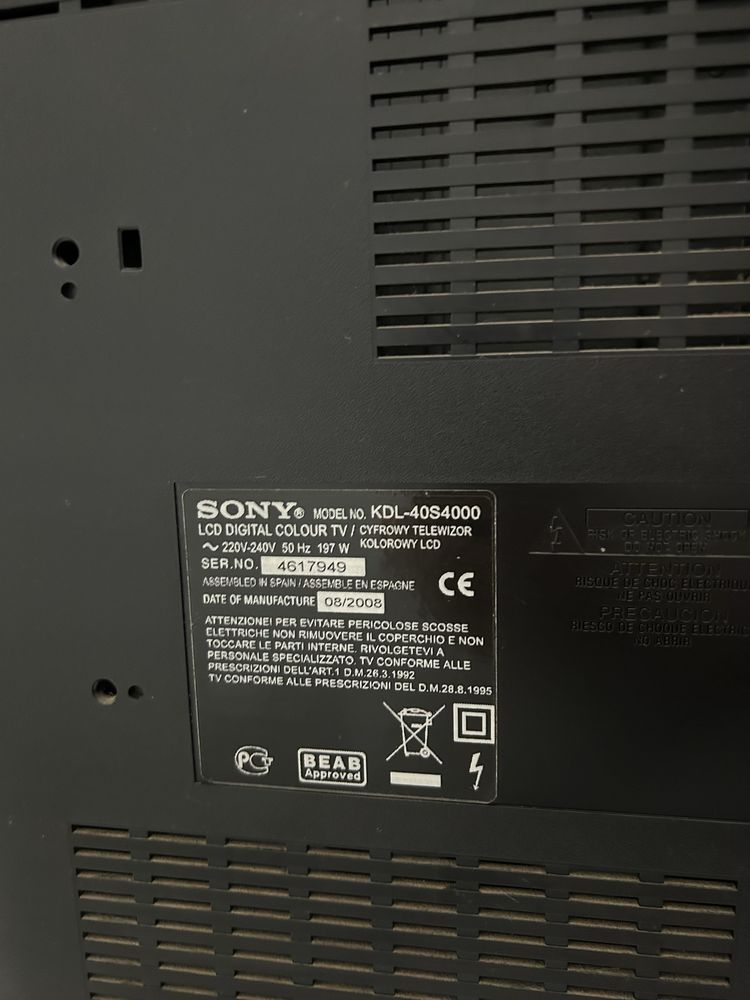 Sony bravia kdl-40S4000 40”