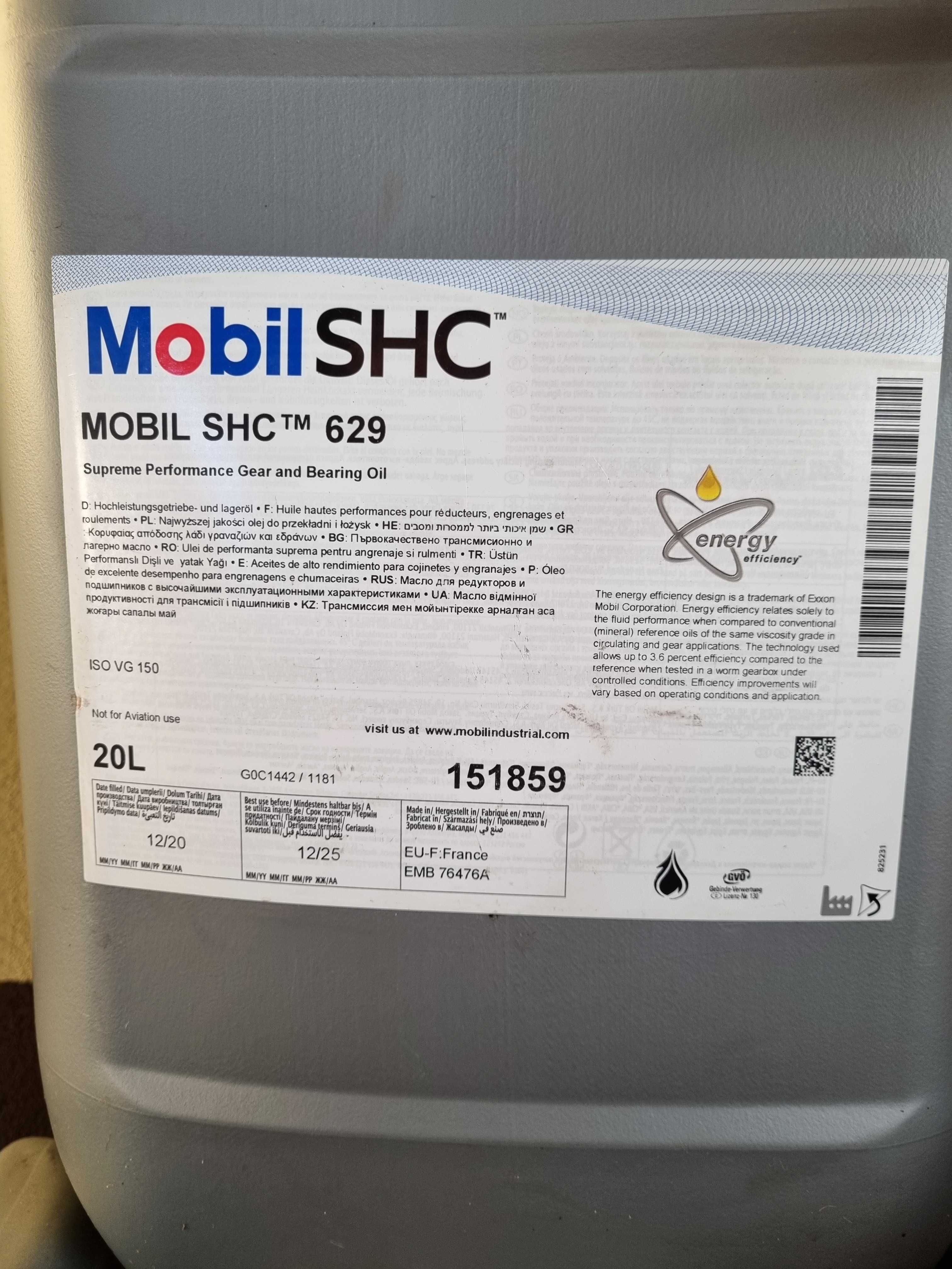 Olej MOBIL SHC 629  i gear 220 cena za 1 bańke oleju