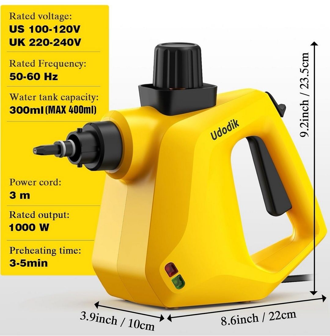 Parowa myjka ręczna 1000W Udodik zestaw końcówek 400ml