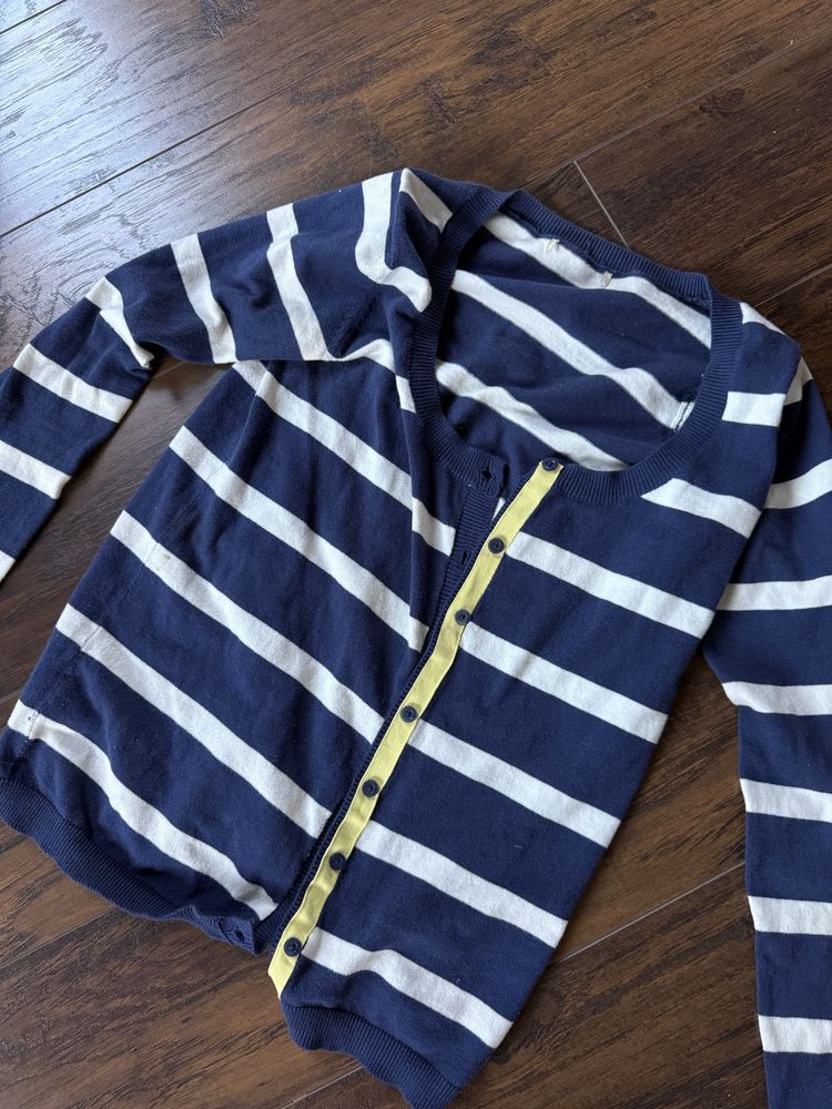 Granatowy sweterek na guziki sweter paski S/M
