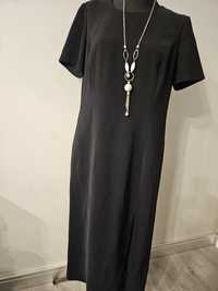 Długa czarna sukienka r L gratis naszyjnik