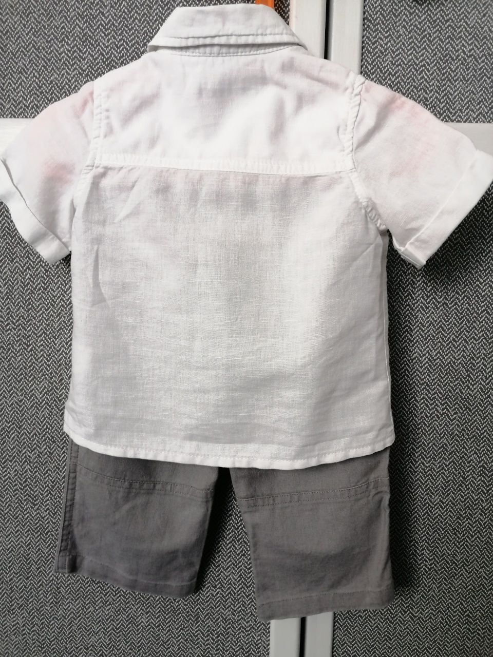 Komplet koszula Next i spodnie 6-9 m-cy r. 74 cm, zestaw na chrzest