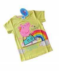 Żółta bluzka dziewczęcy t-shirt Świnka Peppa, nowa 98