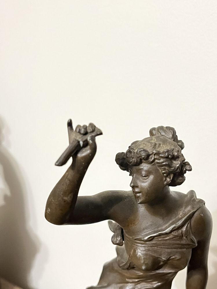 Figury rzeźby odlew sygnowane Ferrand cyna antyk XIX w Francja