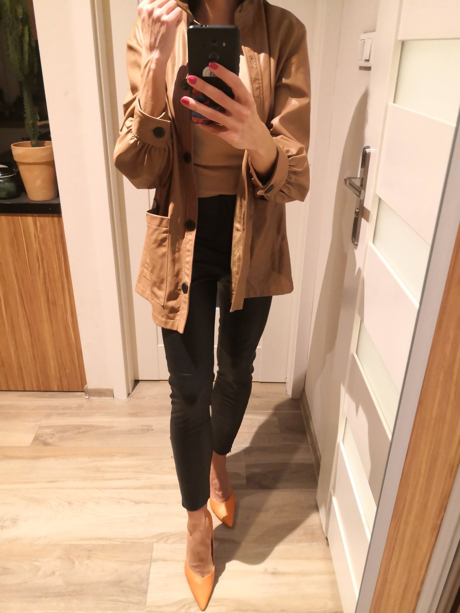 ZARA nowa skórzana eko kurtka żakiet camel xs