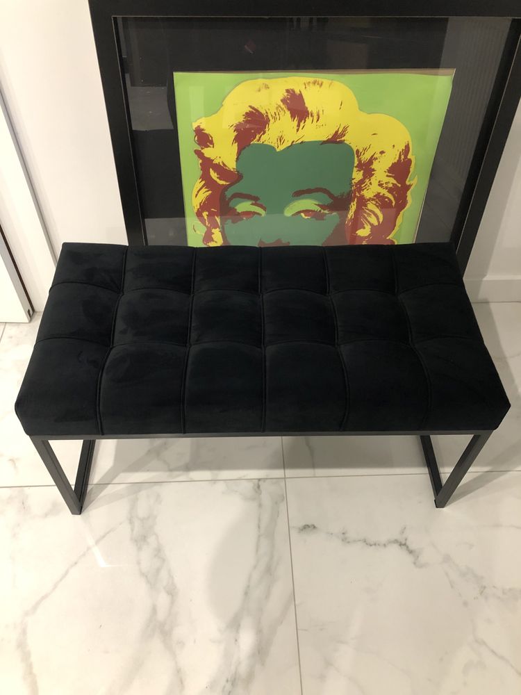 Ławeczka metalowa siedzisko xl tapicerowane ławka pufka pikowana