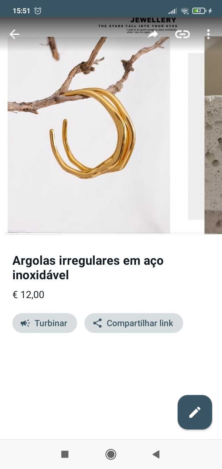 Brincos em aço inoxidável