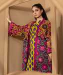 Długa narzutka kimono S 36 kolorowe bawełna folk etno boho hippie