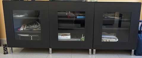 Consola em MDF revestimento preto-castanho (2+1 módulos)