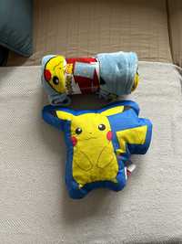 NOWY zestaw dziecięcy Pokemon Pikachu kocyk 130x160  + poduszka