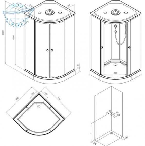 Душовий бокс Am.Pm X-Joy 100x100 W94C-401-100MT