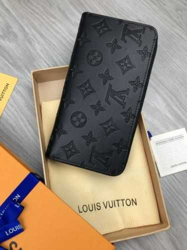 Louis Vuitton portmonetka Czarny portfel męski skóra 55-43