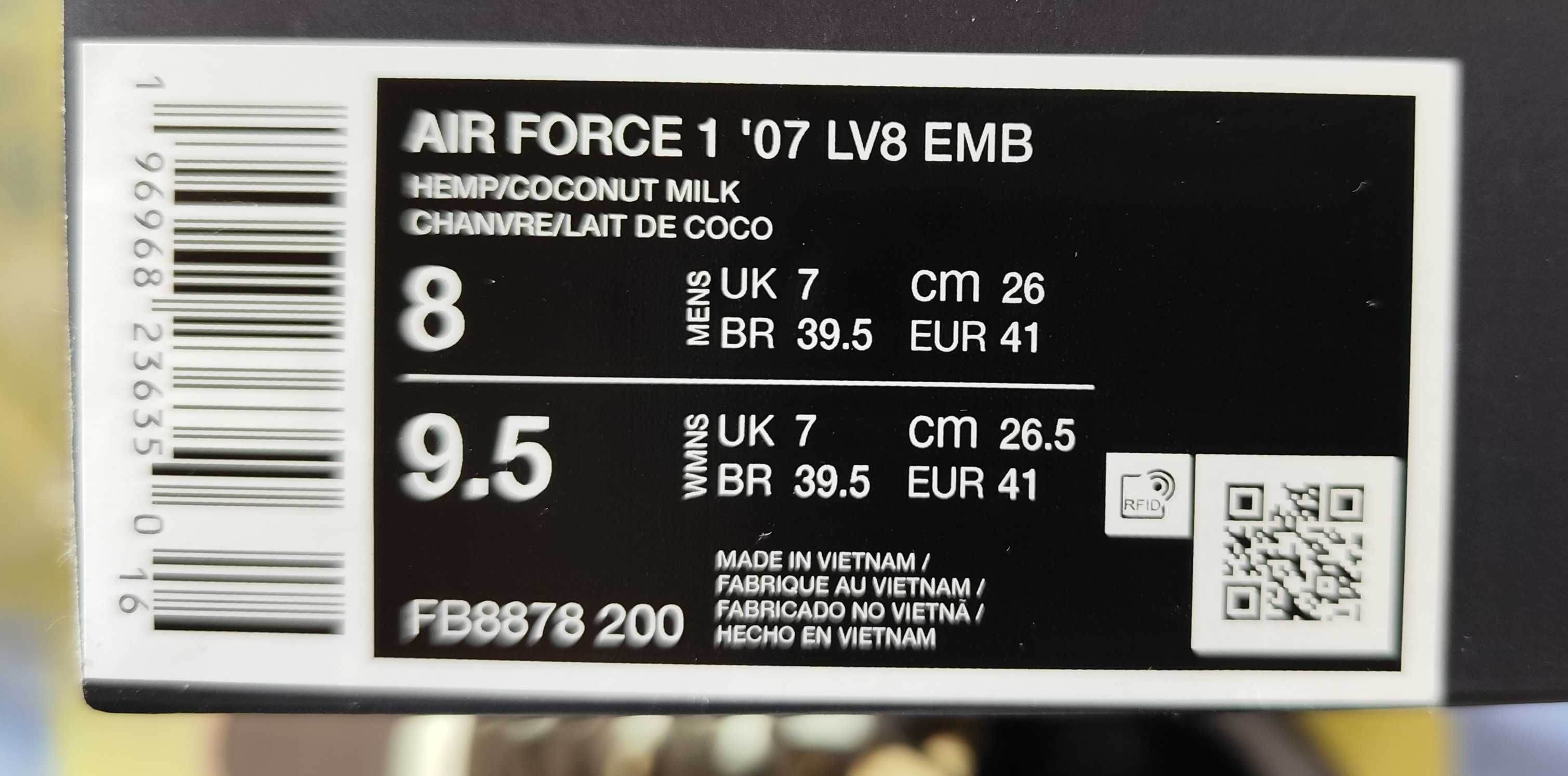 Nike Air Force 1 - '07 LV8 Hemp/Coconut Milk tamanho 41