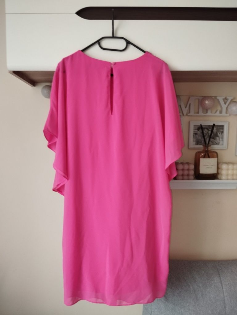 Piękna sukienka motyl oversize róż magenta S 36