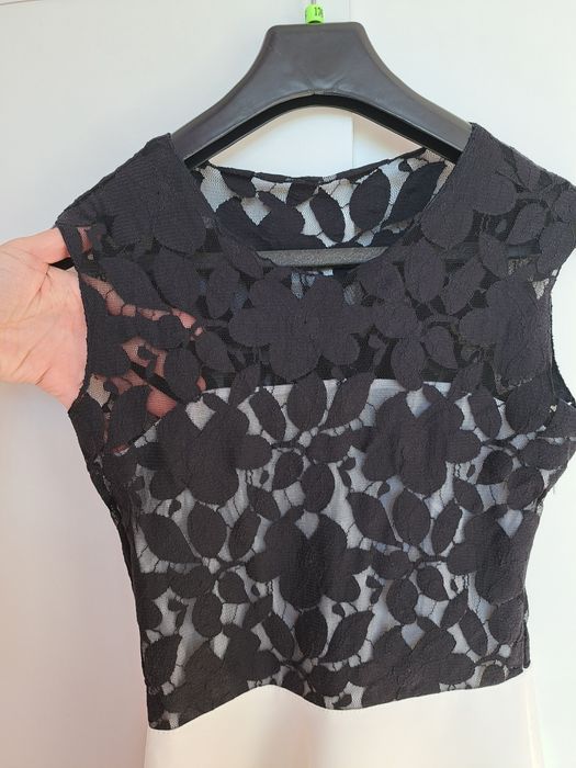 Sukienka Hexeline biało czarna komunia chrzciny wesele