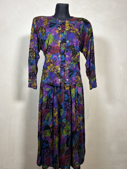 Komplet vintage Driver lata 90 koszula i spódnica boho retro kolorowy