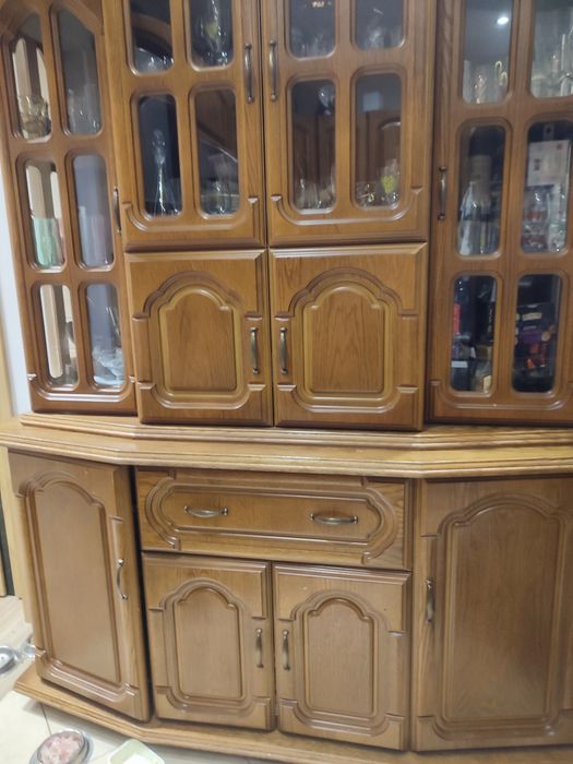 Uroczy komplet komoda i witryna dąb naturalny